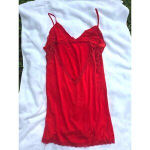 Red Lace-Trimmed Cotton-Poly Chemise Nightgown*Adj Straps*Sissy*Femboy*XL*NWOT
